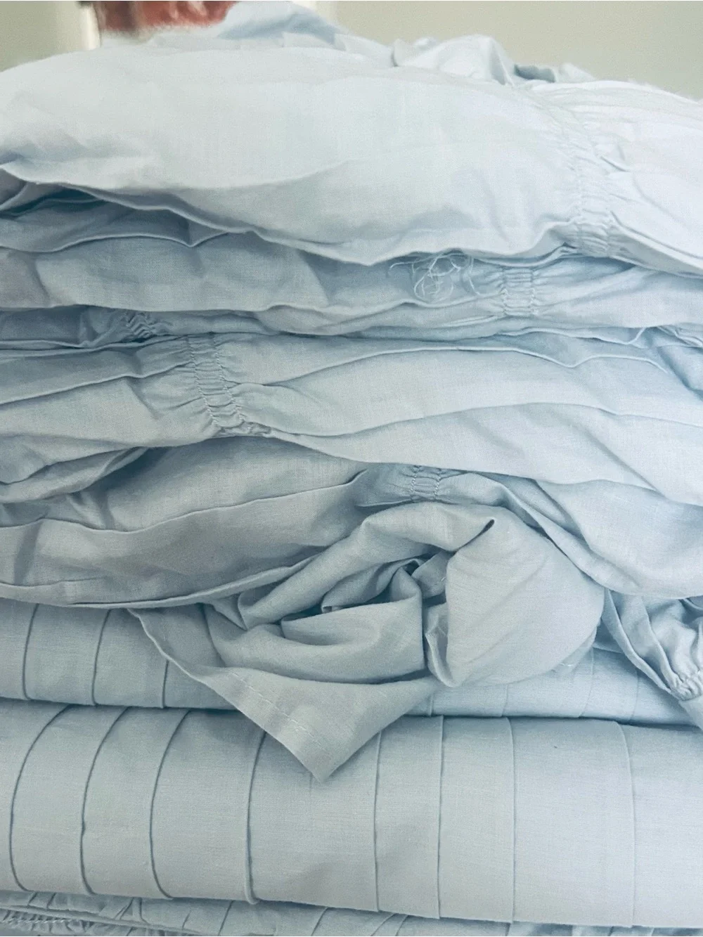 Anthropologie Shayla Dusty Blue Ruffled Duvet twin new out of package $125